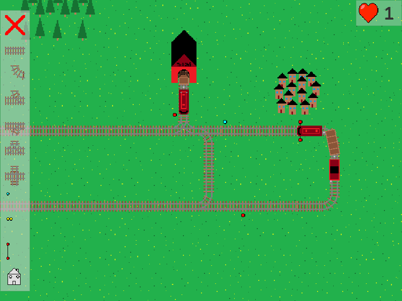 Trans Girl Locomotion Screenshot. A train is stopped at a town.